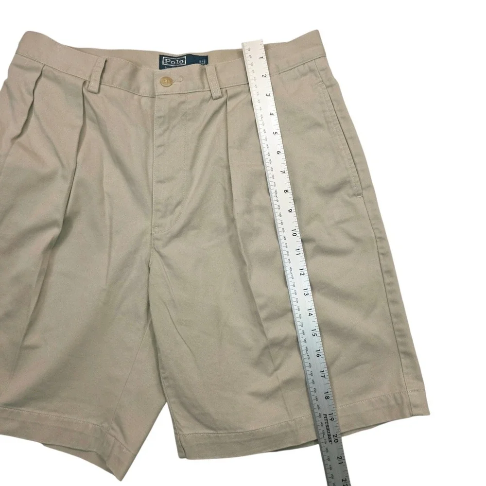 Polo Ralph Lauren Tyler Short Mens 32 Khaki Tan Pleated Chino Cotton Shorts